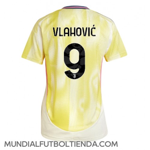 Camiseta Juventus Dusan Vlahovic #9 Segunda Equipación Replica 2024-25 para mujer mangas cortas